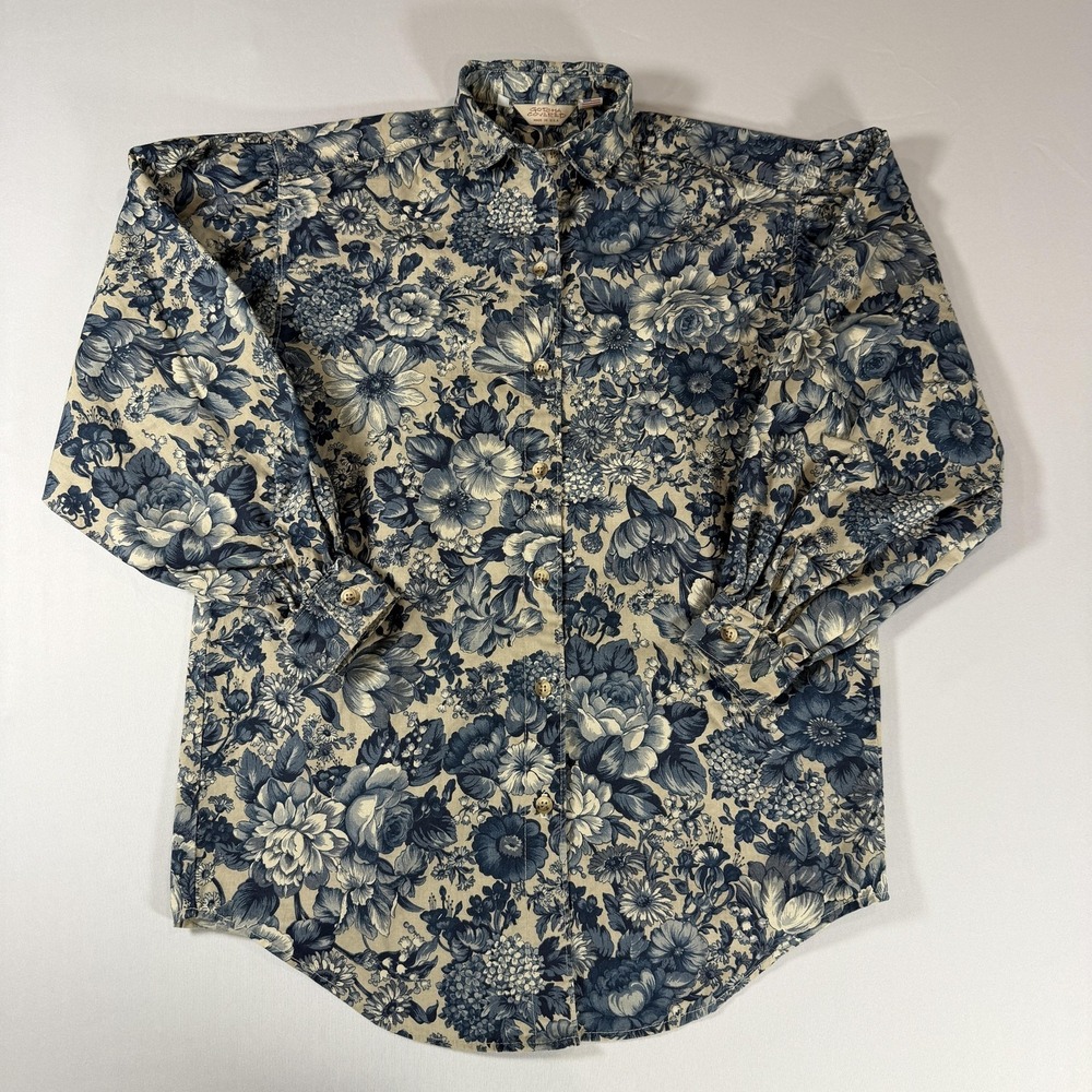 Gotcha Covered Shirt Womens Small Blue Floral Button Up Long Sleeve Blouse